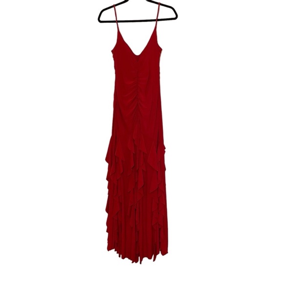 Red Cocktail Dress with Rhinestones and Ruffles  Scott McClintock Size 10 - Picture 4 of 7